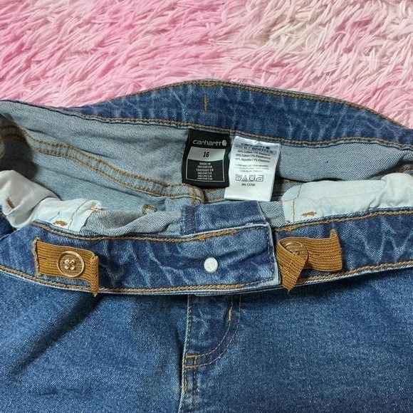 Carhartt Womens Bootcut Jeans Blue Denim Mid Rise BD8374-B Gorpcore Size 16 - Picture 5 of 7